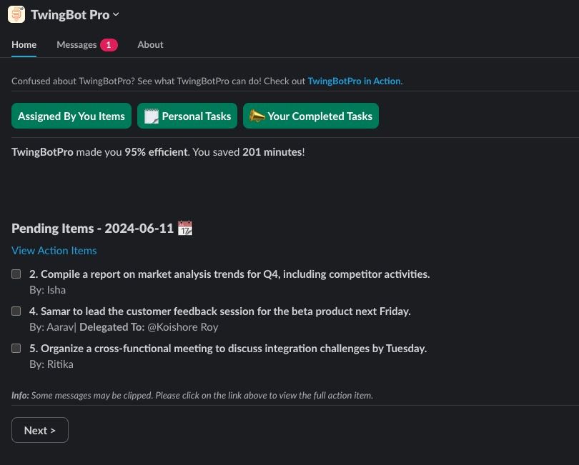 Tasks assigned to you, by you, and personal tasks in one clean dashboard